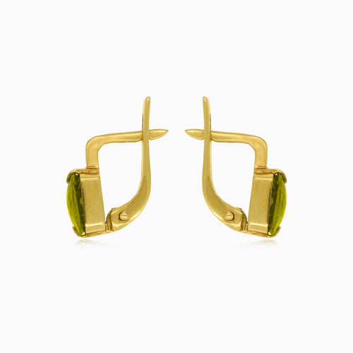 Boucles d’oreilles rectangulaires luminescentes en or et moldavite