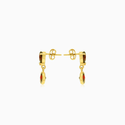 Zlaté náušnice s granáty hruškového a kulatého brusu