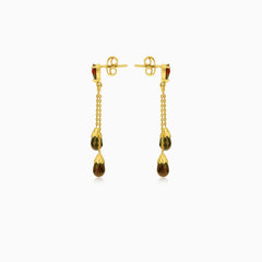 Náušnice s granátem v hruškovém brusu