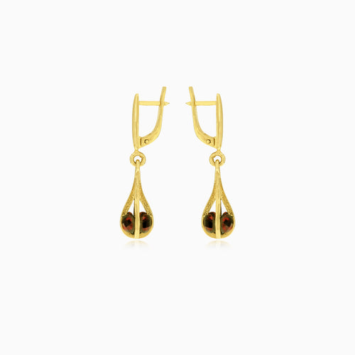 Anhänger-Ohrringe mit eingefasstem Granat