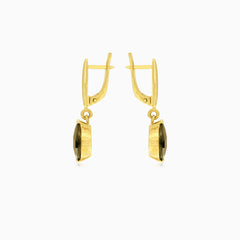 Visací náušnice s granátem v polštářkovém brusu