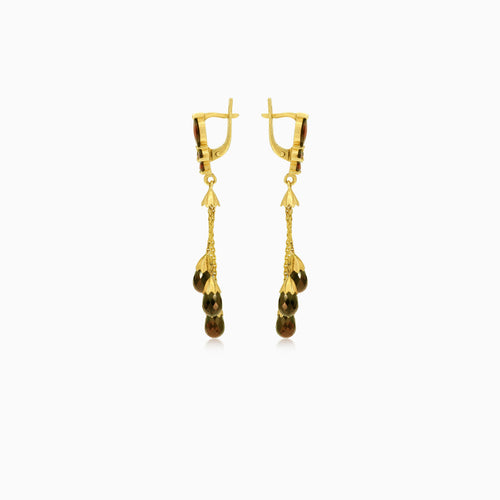 Visací zlaté náušnice s granáty