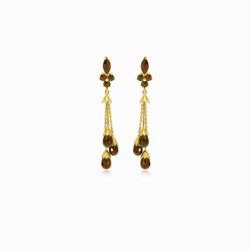 Visací zlaté náušnice s granáty