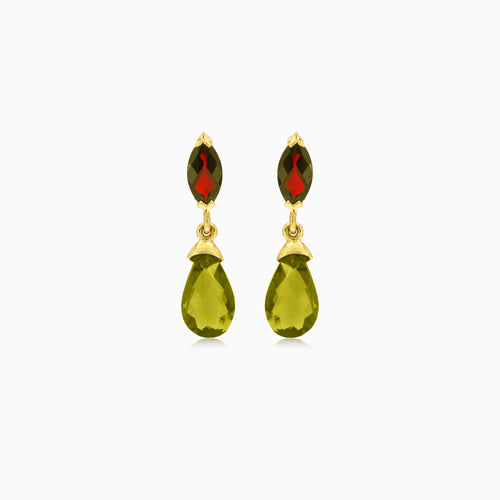 Elegantní náušnice s vltavínem a granátem