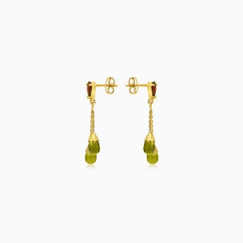 Náušnice s granátem a dvojitým vltavínem