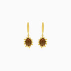 Garnet oval fine step-cut gold earrings