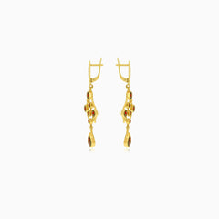 Boucles d’oreilles pendantes en or 14 carats avec grenats éclatants