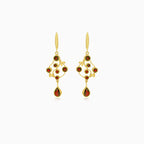 Boucles d’oreilles pendantes en or 14 carats avec grenats éclatants