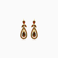 Elegante 14kt Gold-Garnet-Tropfenohrstecker