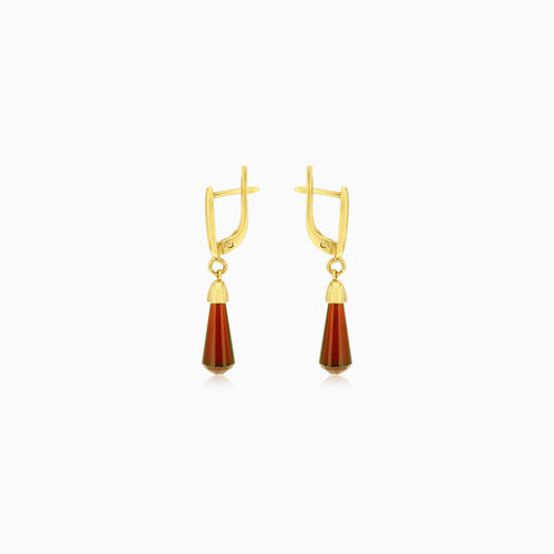 Elegante 14kt Gold-Granat-Drop-Ohrringe