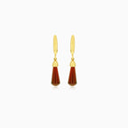 Elegant 14kt gold garnet dangling earrings