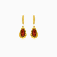 Elegant oval garnet dangling earrings
