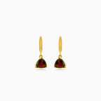 Stylish trilliant garnet dangling earrings