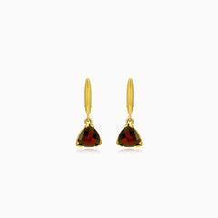 Stylish trilliant garnet dangling earrings