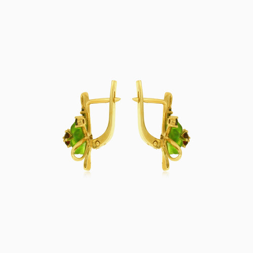 Elegante 14kt Gold-Blumen-Drop-Ohrringe mit Quarz und Granat