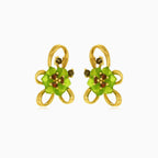 Elegant 14kt gold flower drop earrings with quartz and garnet