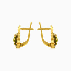 Náušnice z královského 14kt zlata s vltavínem a granátem