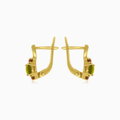 Nadčasové náušnice ze 14kt zlata s granátem a vltavínem