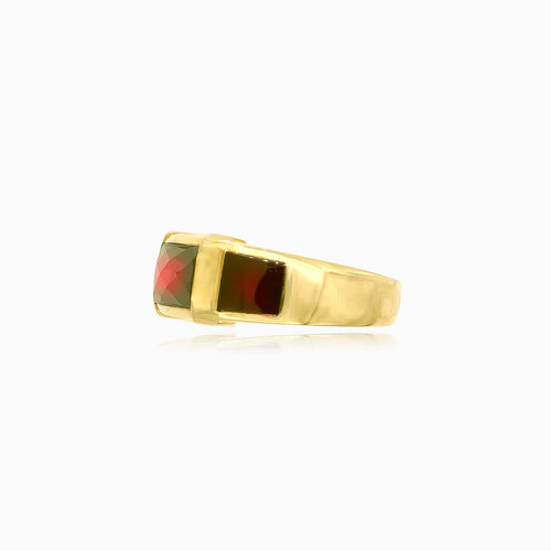 Rechteckiger Granat Statement-Ring.