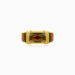 Rechteckiger Granat Statement-Ring.