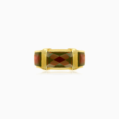 Rechteckiger Granat Statement-Ring.