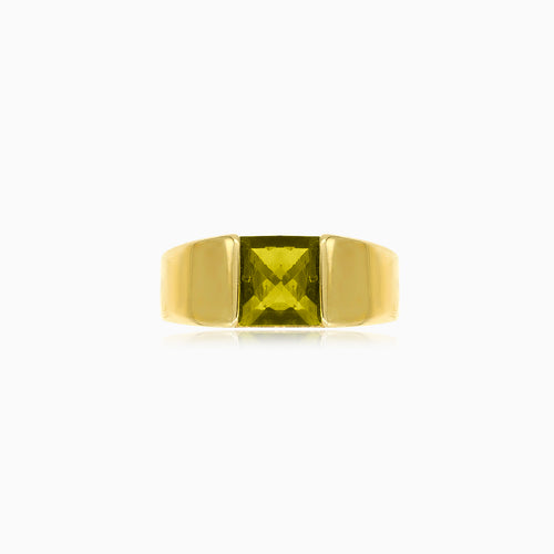 Auffälliger Ring mit quadratischem Moldavit