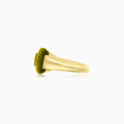 Unisex-Ring mit kissenförmigem Moldavit