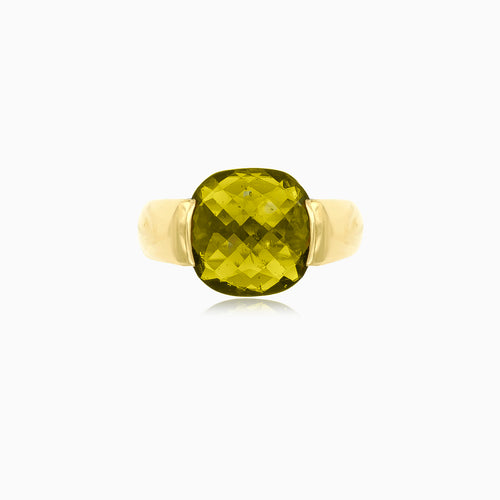 Unisex-Ring mit kissenförmigem Moldavit