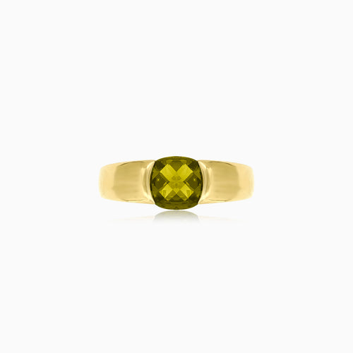 Moldavit-Kissen-Gold-Unisex-Ring