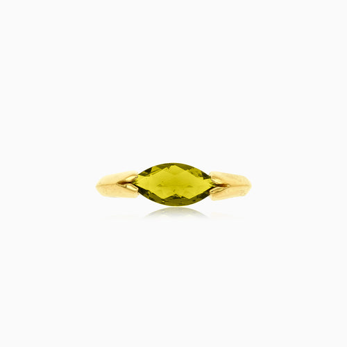 Eleganter Moldavit-Ring im Marquiseschliff
