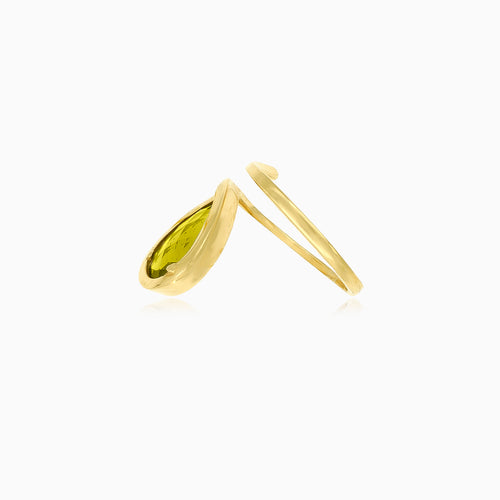 14kt-Gold-Ring mit birnenförmigem Moldavit