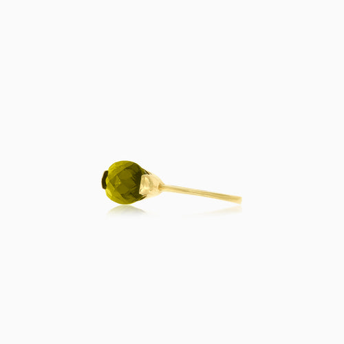 14kt-Gold-Schmuck mit oval geschliffenem Moldavit