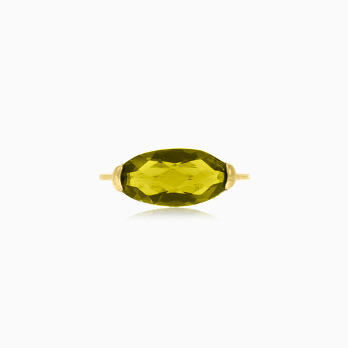 14kt-Gold-Schmuck mit oval geschliffenem Moldavit