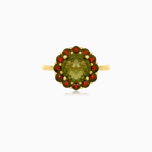 Verzaubernder königlicher Blumen-Moldavit-Ring