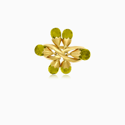 Grüner Birnenring aus Gelbgold