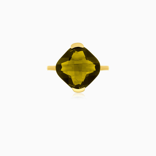 Kissen-Schliff Moldavit Goldring