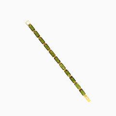 Pulsera de oro con moldavita de resplandor elegante