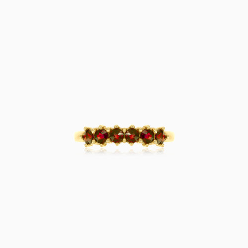 Eleganter Granat-Glow-Damen-Goldring