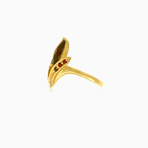 Majestätischer Marquise-Granat- und Gold-Schönheitsring