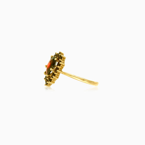 Beeindruckender Duo-Birnen- und Rund-Garnet-Ring
