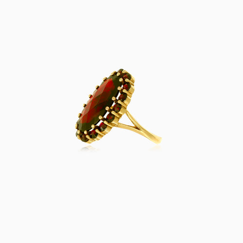 Eleganter ovaler und runder Granat-Ring