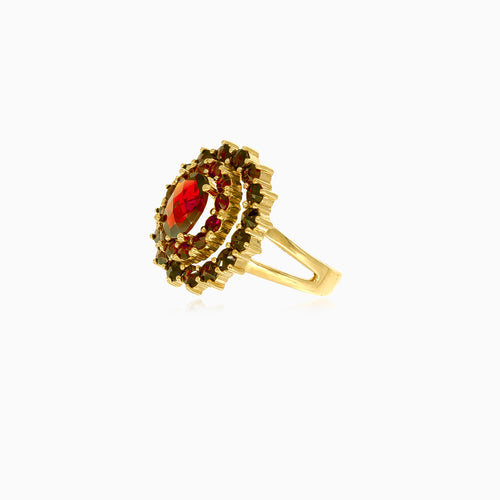 Regaler 14kt Gold-Granat-Ring