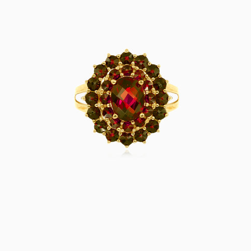 Regaler 14kt Gold-Granat-Ring