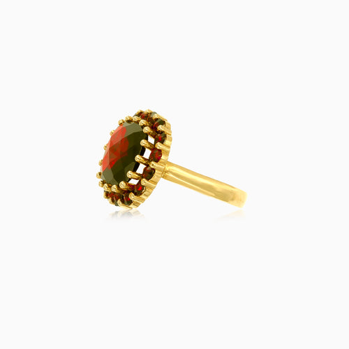 Kissen- und runde Granat-Harmonie-Ring