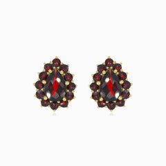 Oslnivé duo náušnic s hruškovitým  a kulatým granátem