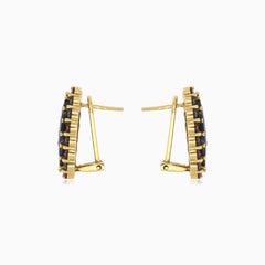 Elegantní  zlaté oválné a kulaté granátové náušnice