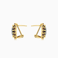 Cushion and round garnet harmony earrings