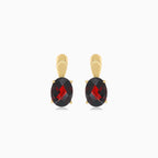 Oval garnet elegance earrings in 14kt gold