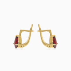 Boucles d’oreilles en grenat taille poire élégantes en or 14 kt