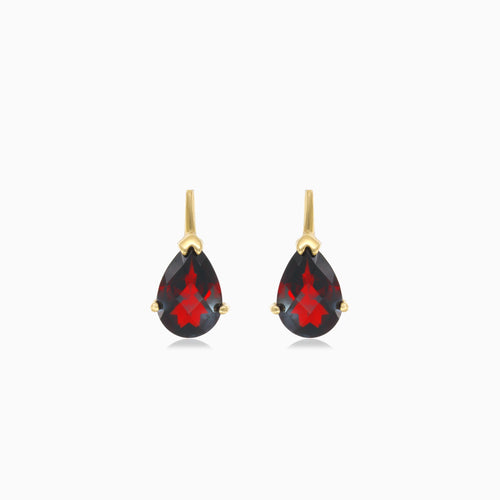 Boucles d’oreilles en grenat taille poire élégantes en or 14 kt